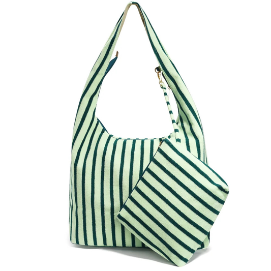Yehwang: Shopper - badstof - groen/lichtgroen