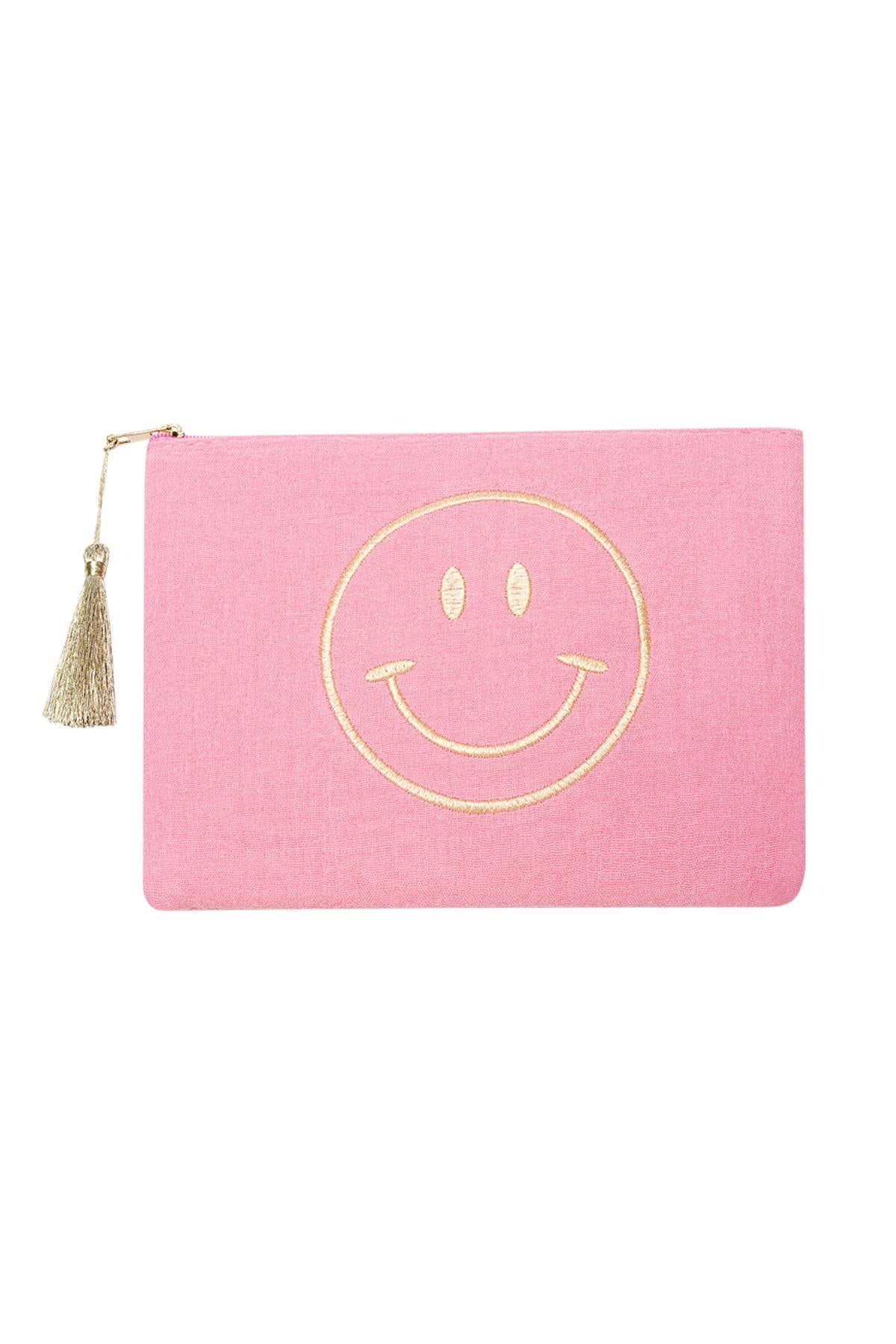 Yehwang: Make-up tasje roze katoen SMILEY - roze