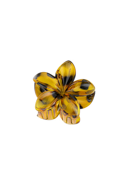 Yehwang: Hawaiiaanse bloemen haarclip - mosterd