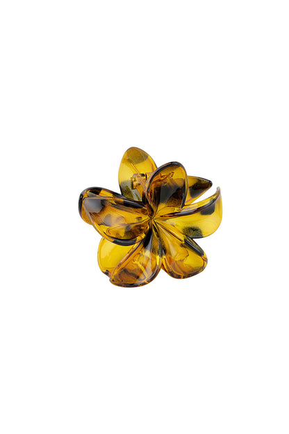 Yehwang: Hawaiiaanse bloemen haarclip - mosterd