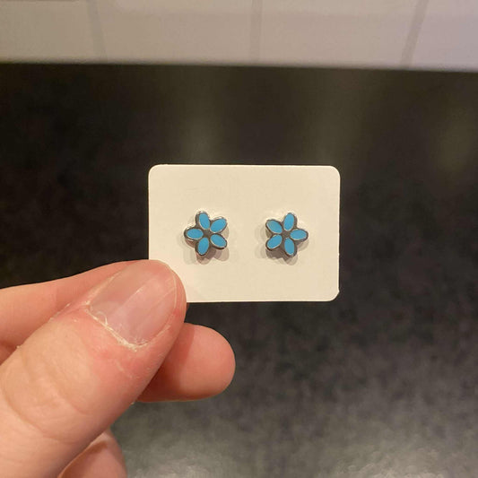 oorbellen - bloemetjes - blauw