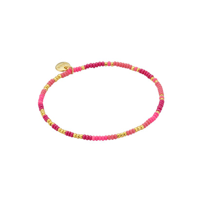 Biba: armband pareltjes op elastiek roze