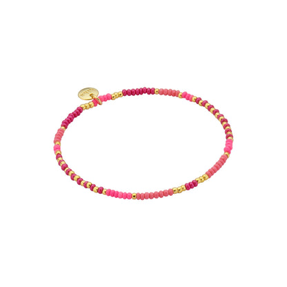 Biba: armband pareltjes op elastiek roze