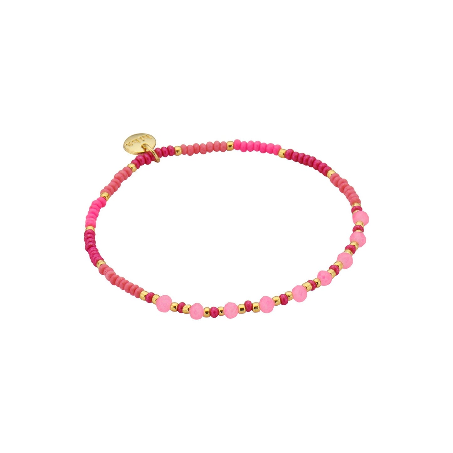 Biba: armband pareltjes op elastiek roze