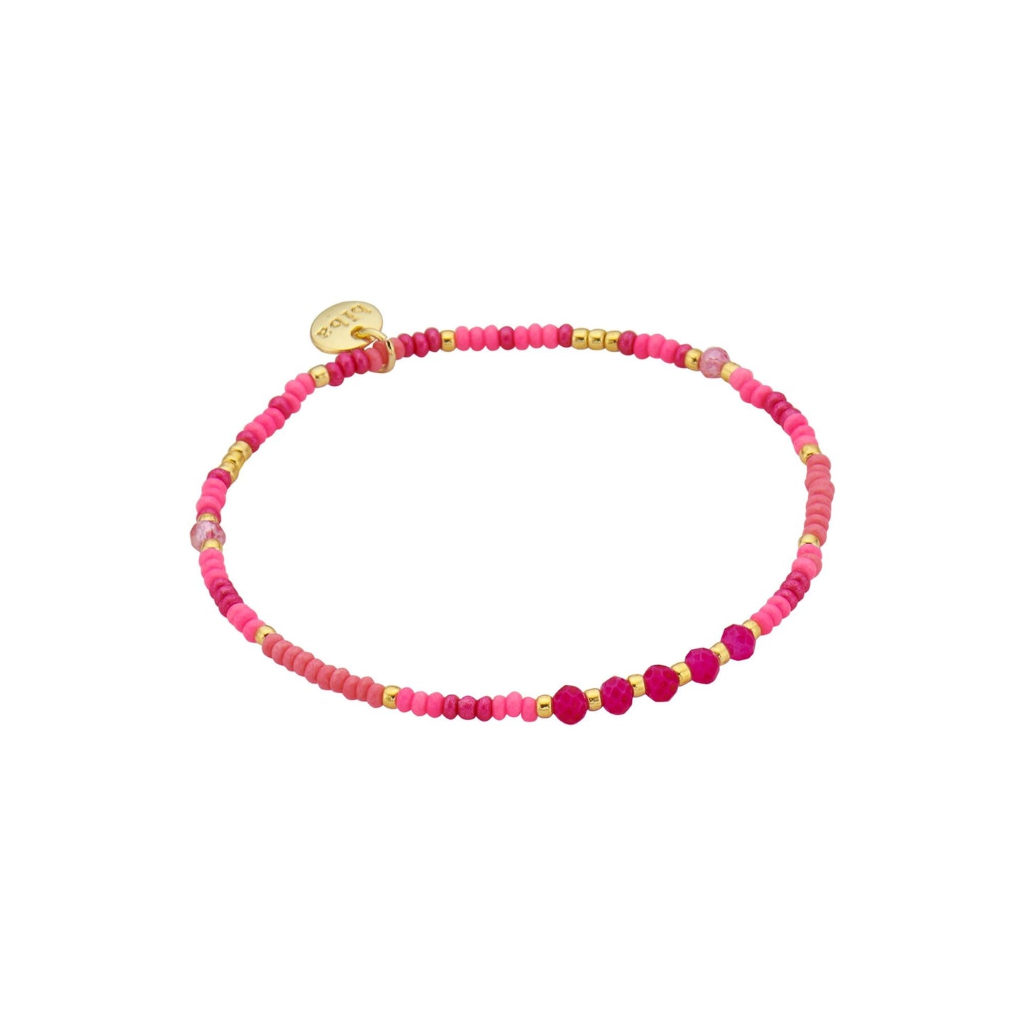 Biba: armband pareltjes op elastiek roze