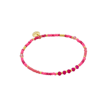 Biba: armband pareltjes op elastiek roze