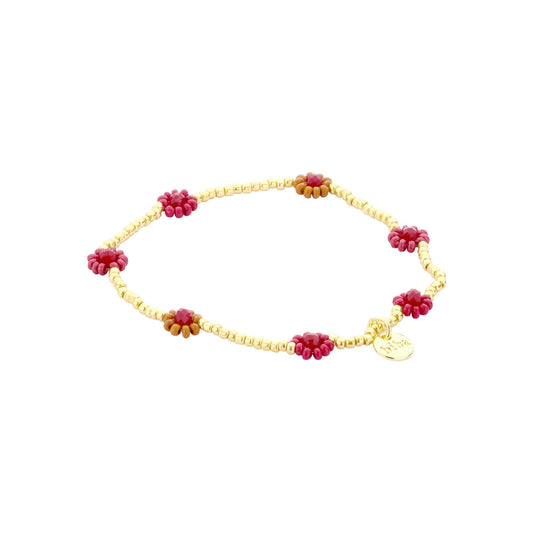 Biba: armbandje elastiek - bloemetjes + pareltjes 55564MIX01
