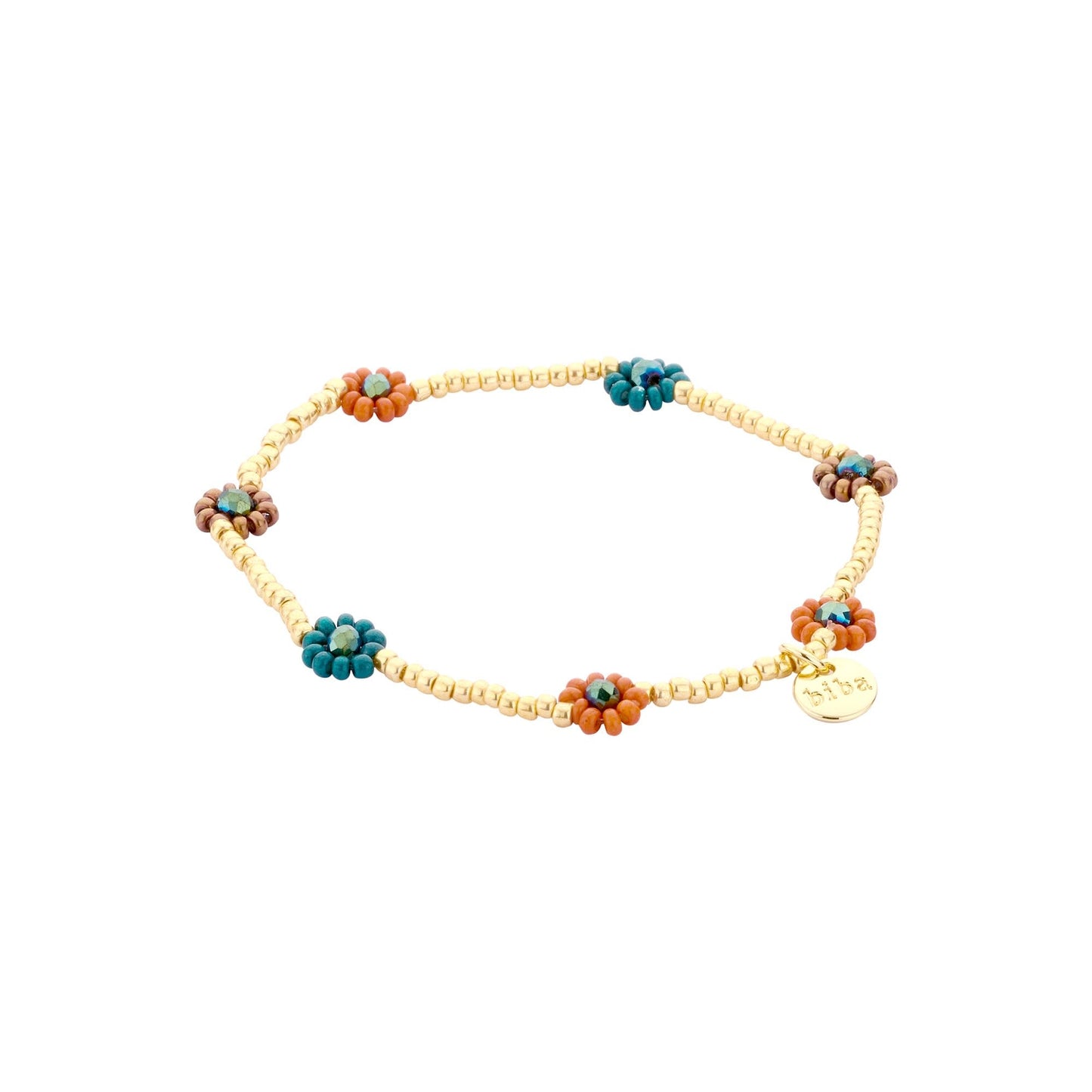 Biba: armbandje elastiek - bloemetjes + pareltjes 55564MIX04