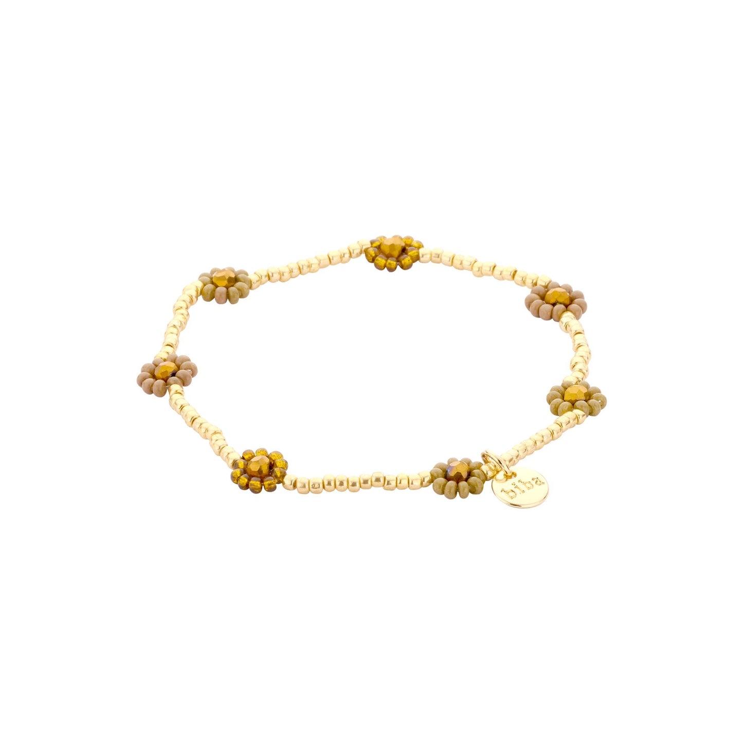 Biba: armbandje elastiek - bloemetjes + pareltjes 55564MIX07