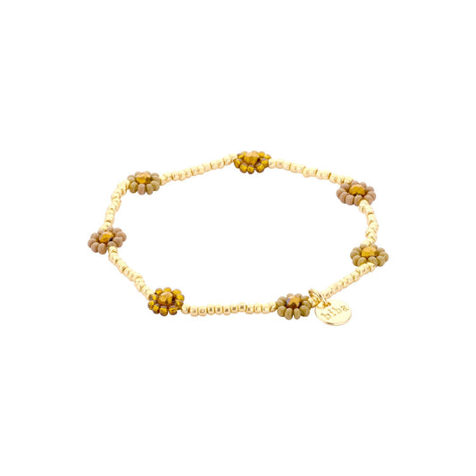 Biba: armbandje elastiek - bloemetjes + pareltjes 55564MIX07