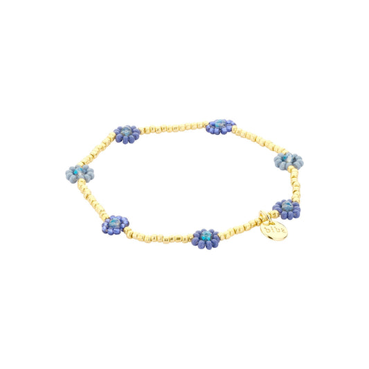 Biba: armbandje elastiek - bloemetjes + pareltjes 55564MIX08