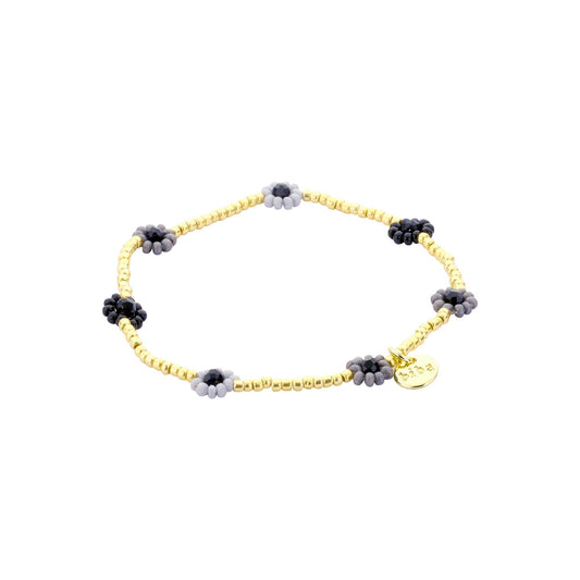 Biba: armbandje elastiek - bloemetjes + pareltjes 55564MIX12