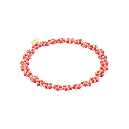 Biba: Armbandje bloemetjes - donkerroze en roze