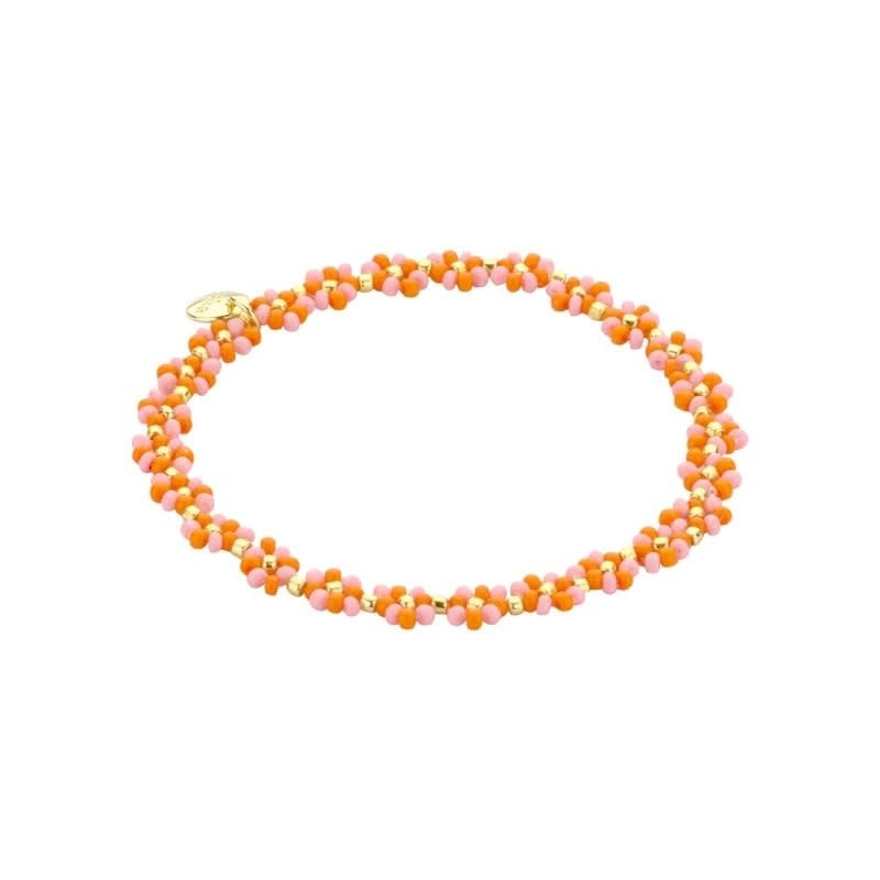 Biba: Armbandje bloemetjes - oranje en roze