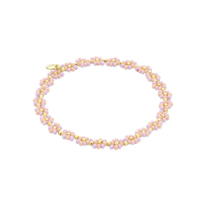 Biba: Armbandje bloemetjes - lila en lichtroze