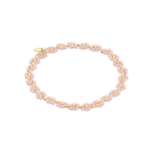 Biba: Armbandje bloemetjes - lila en lichtroze
