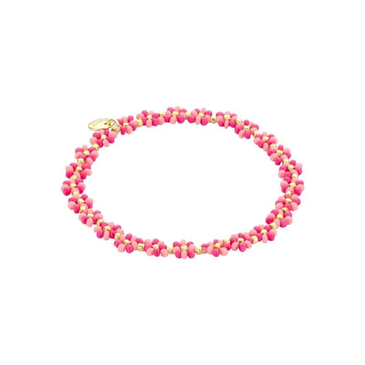 Biba: Armbandje bloemetjes - felroze en roze