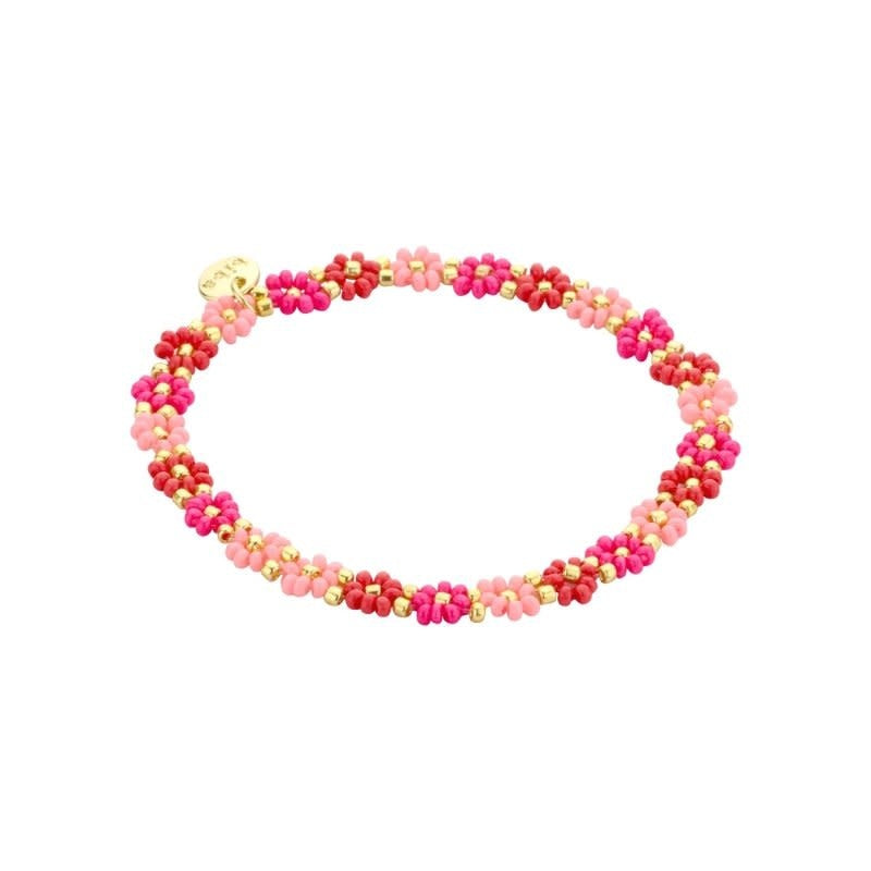 Biba: Armbandje bloemetjes - roze, donkerroze en felroze