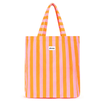 Yehwang: totebag, shopper in badstof - roze/oranje