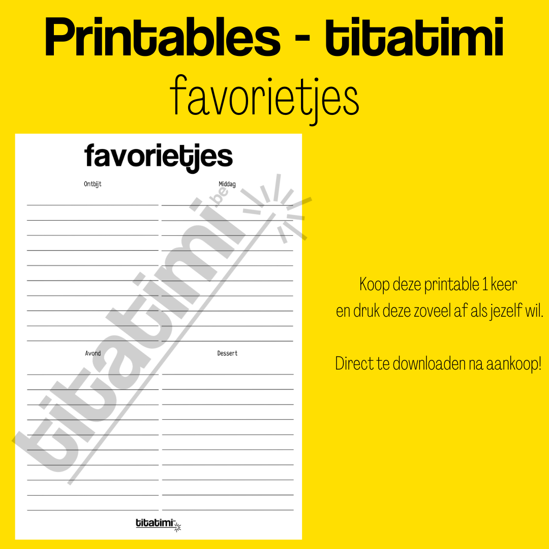 titatimi - printable - bundel maaltijdplanners