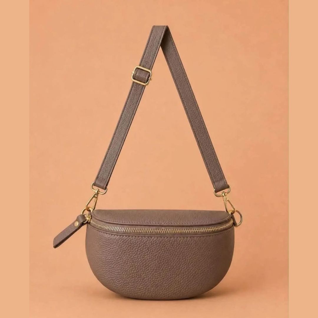 Lederen heuptas Ruby - donker taupe