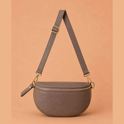 Lederen heuptas Ruby - donker taupe