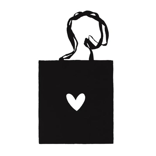Winkeltje van Anne Katoenen tas | Hart | Zwart