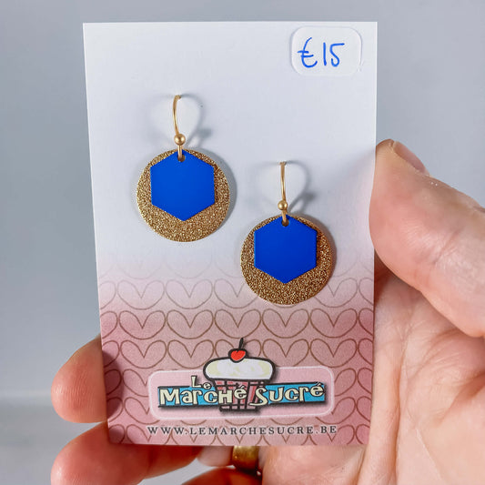 Le marché sucré: oorbellen goud en blauw