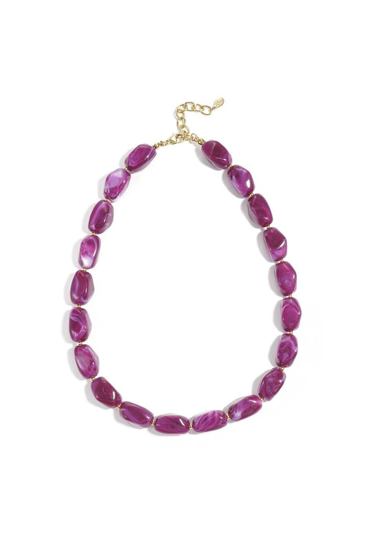 Yehwang: kralen ketting - donkerpaars