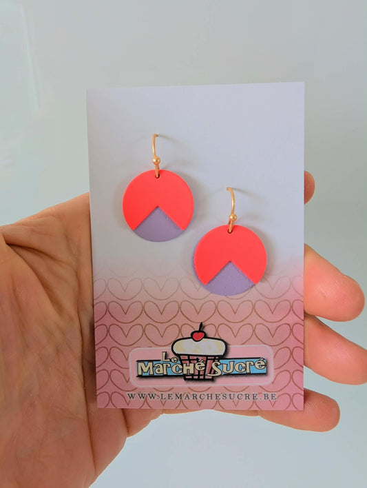 Le marché sucré: oorbellen - fluo oranje, paars en goud