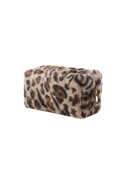 Yehwang: make-up tas zachte luipaard - khaki