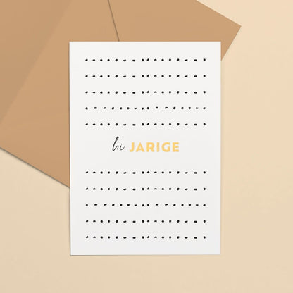 Letters and Lines: kaart a6 goudfolie - hi jarige