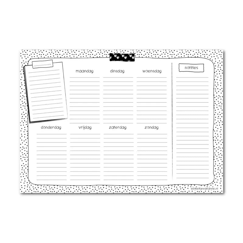 Winkeltje van Anne: Weekplanner | A4