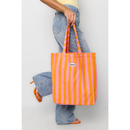 Yehwang: totebag, shopper in badstof - roze/oranje