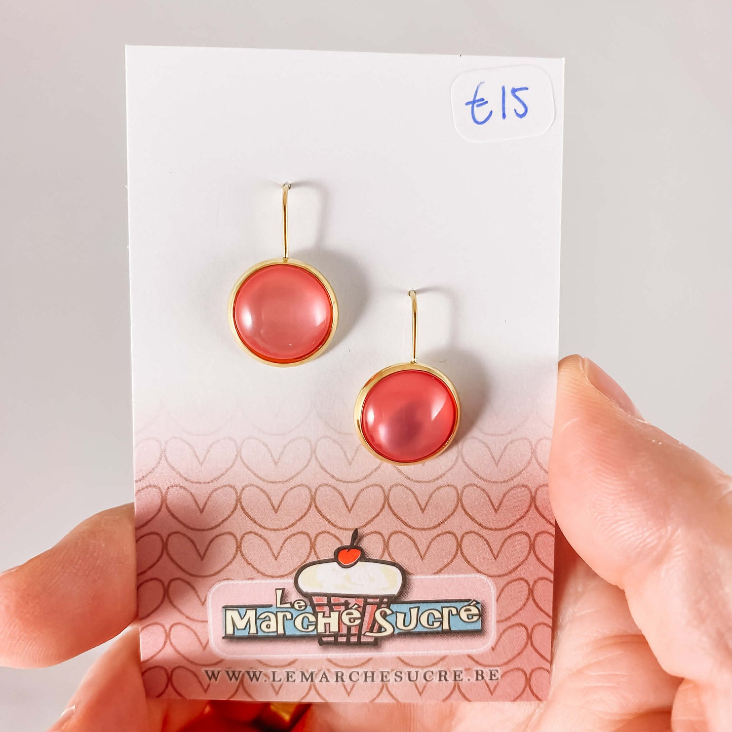 Le marché sucré: oorbellen goud en roze