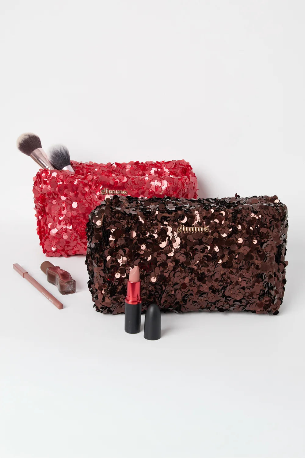 Make-up tas met pailletten - rood