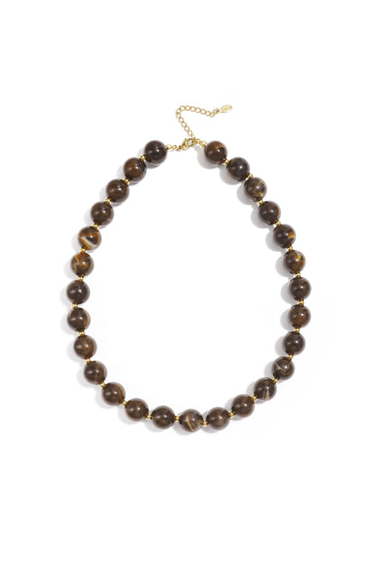Kralenketting met goude kraaltjes 13.5mm