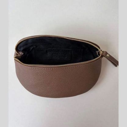 Lederen heuptas Ruby - donker taupe