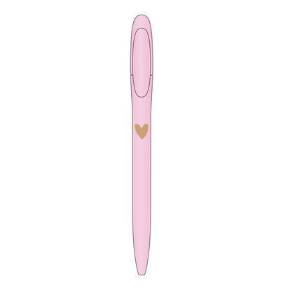 Stationery & gift : pen - roze met een gouden hart