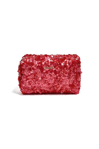 Make-up tas met pailletten - rood