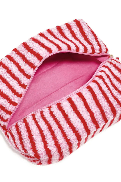 Teddy make-up tas met strepen - rood