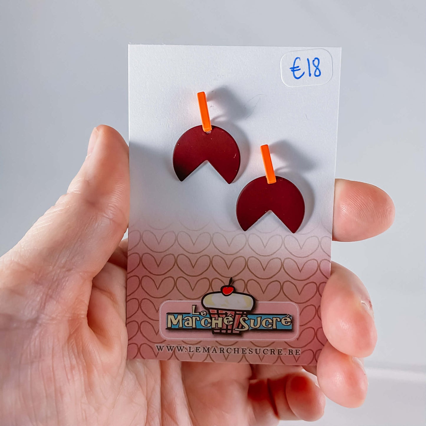 Le marché sucré:  oorbellen - bordeaux en fluo oranje