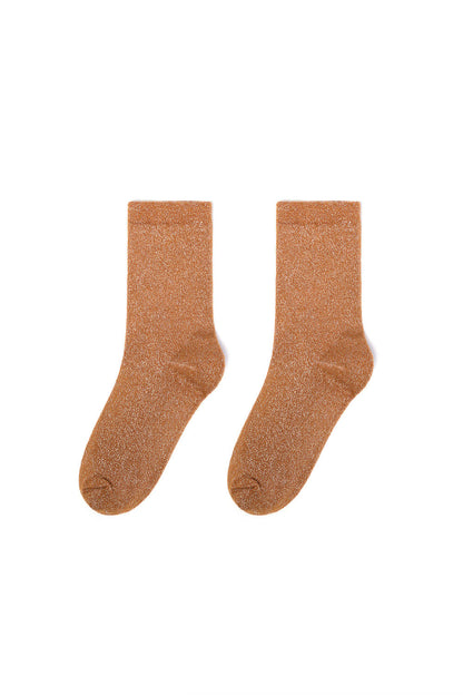 Yehwang: set van 3 paar glitter sokken - oranje