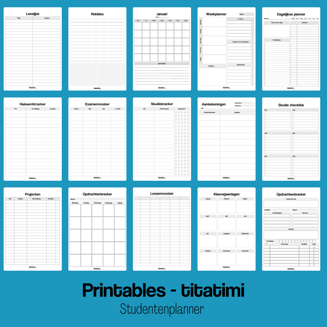 titatimi - printable - bundel studentenplanner