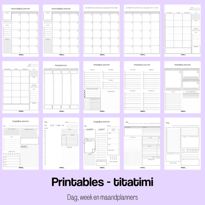 titatimi - printable - bundel dag, week en maandplanners