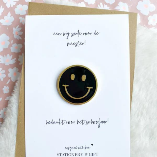 Stationery & gift Pin met envelop | Een big smile voor de meester! Bedankt!