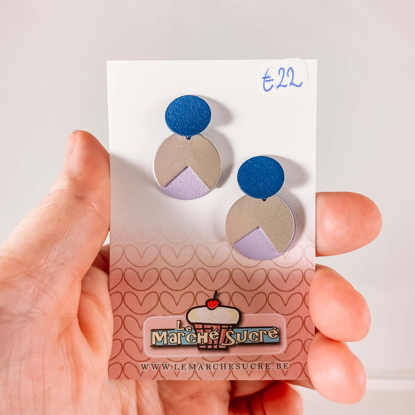 Le marché sucré: oorbellen - blauw, paars en zilver