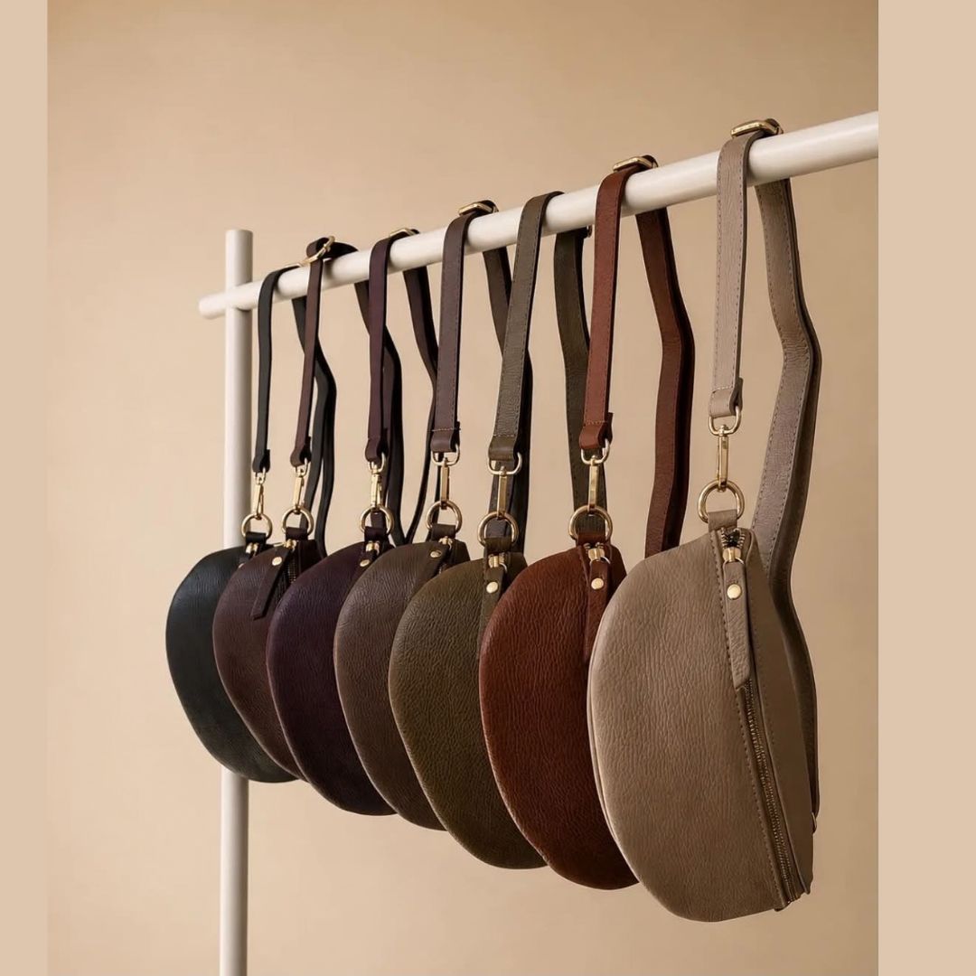 Lederen heuptas Ruby - donker taupe
