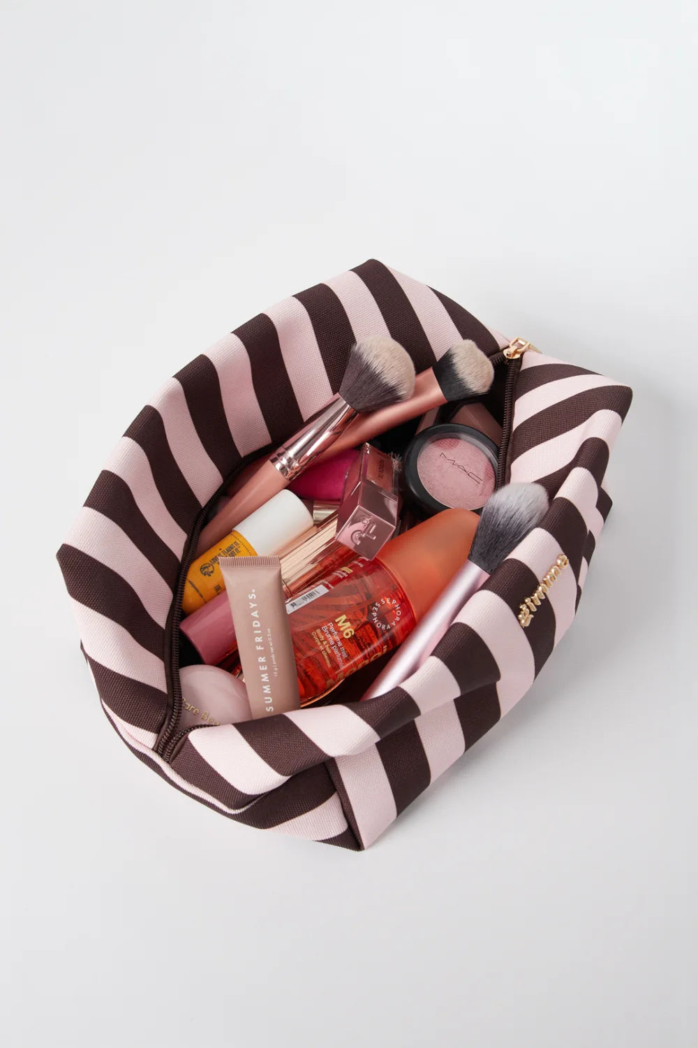 Gestreepte toilettas | roze
