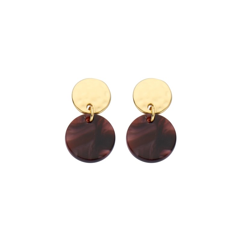 Kleine ronde oorbellen in resin - paars